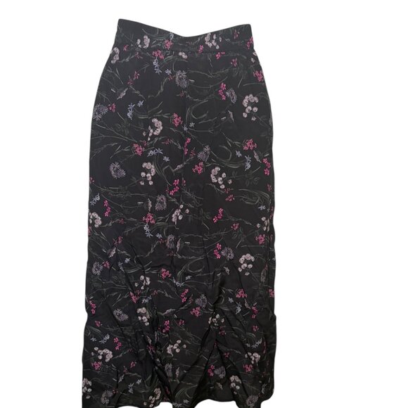 Amour Vert Ollie Silk Midi Skirt Caroline Black Floral M - Picture 6 of 6